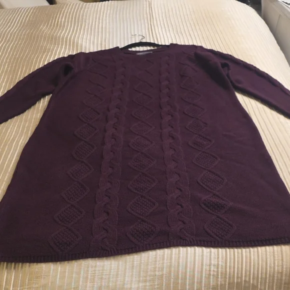Jessica London Cable Knit Sweater Dress in Plum Size 18/20 - Picture 9 of 13
